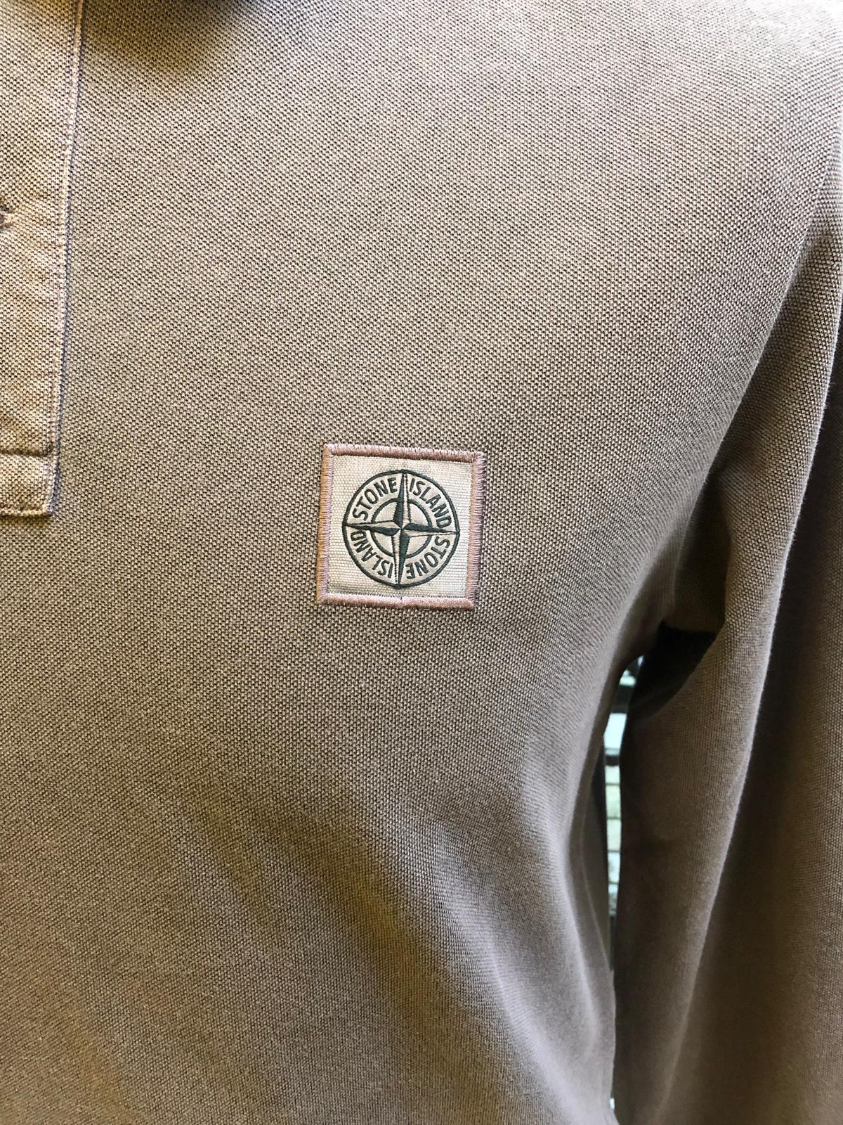 grey stone island long sleeve polo