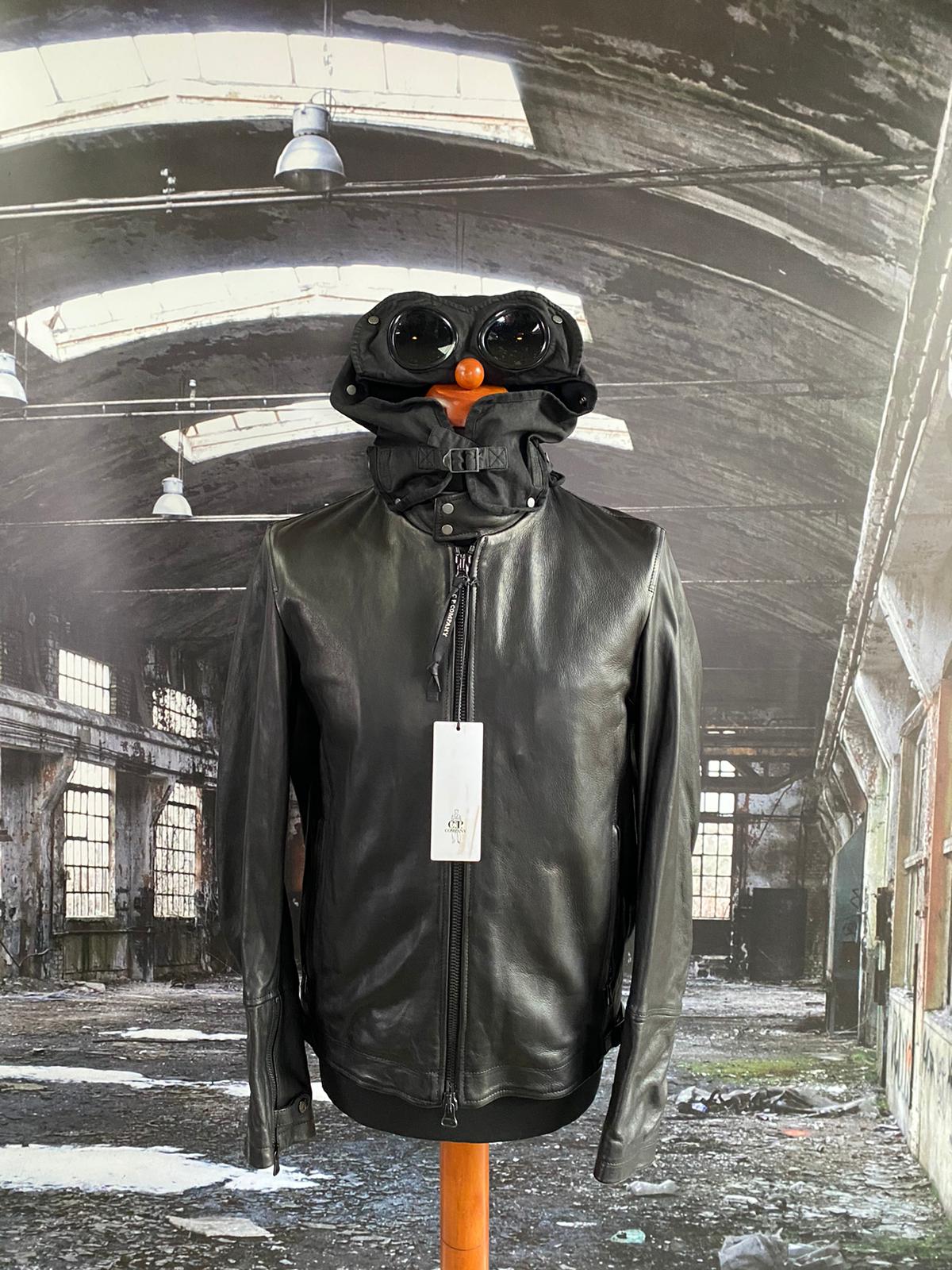 C.P. COMPANY LEATHER GOGGLE JACKET - X Clothing