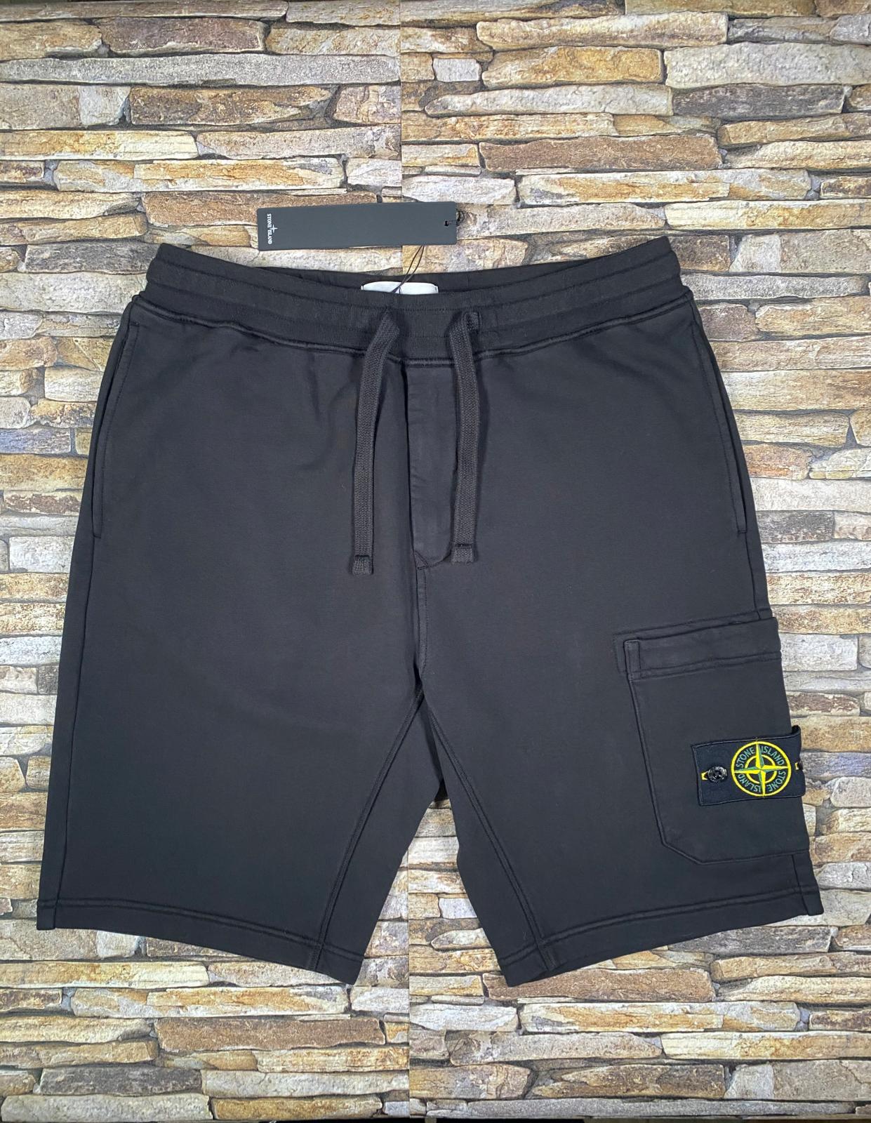 stone island fleece shorts black