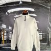 C.P. COMPANY DIAGONAL RAISED FLEECE QUARTER ZIP LENS SWEATSHIRT