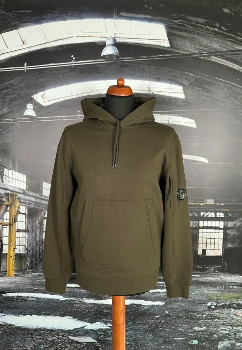 C.P. COMPANY DIAGONAL RAISED LENS HOODED SWEATSHIRT