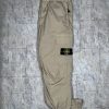STONE ISLAND EGG SHELL COTTON CANVAS CARGO PANTS