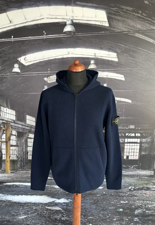 STONE ISLAND HOODED CARDIGAN KNIT IN GEELONG WOOL