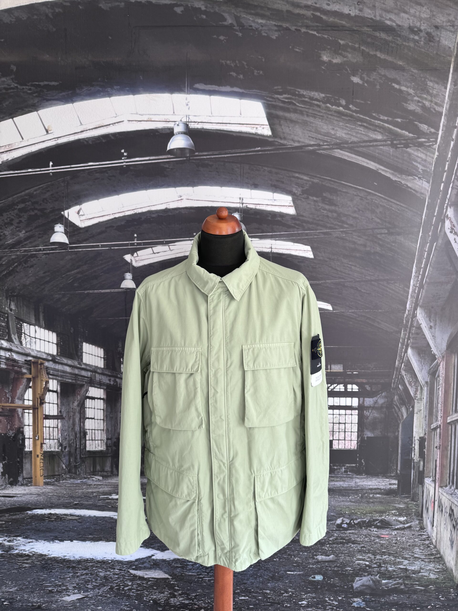 STONE ISLAND GARMENT-DYED NYLON COTTON BATAVIA JACKET - X