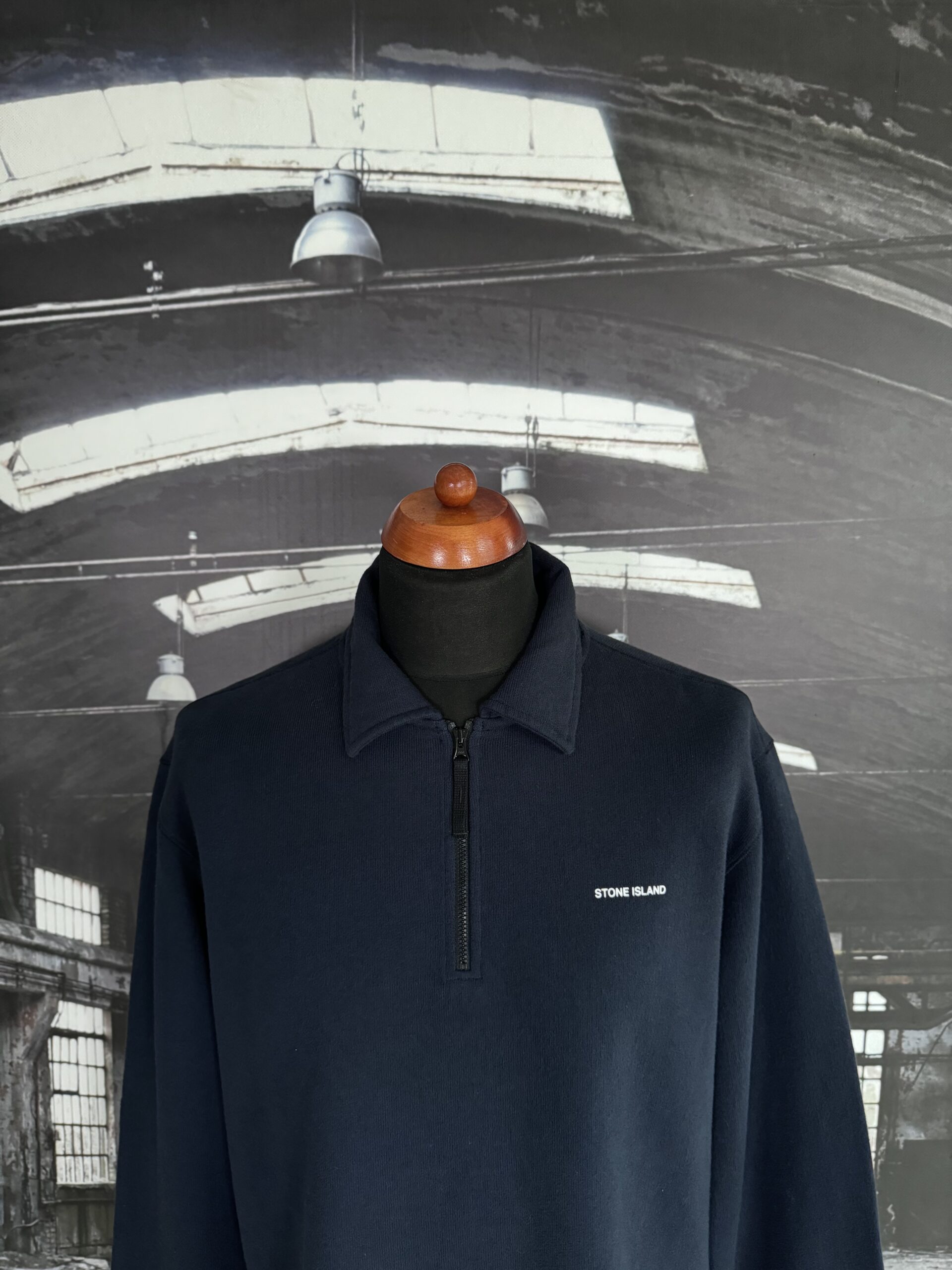 STONE  CROSS ZIP OVERSHIT Lサイズ Stone Island Soft Cotton Quarter Zip Sweatshirt Grey