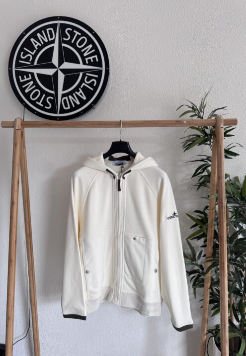 STONE ISLAND COTTON FLEECE FULL ZIP HOODED SWEATSHIRT