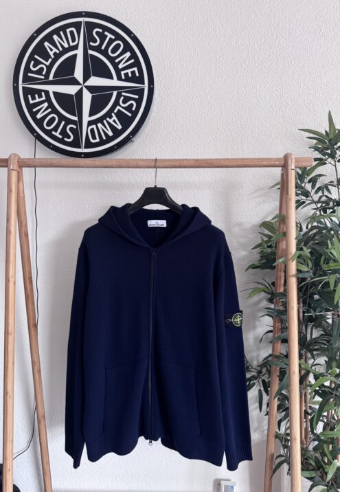 STONE ISLAND HOODED CARDIGAN KNIT IN GEELONG WOOL