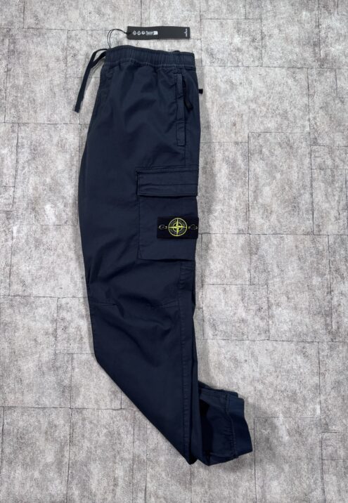 STONE ISLAND ORGANIC COTTON SATIN STRETCH CARGO TROUSERS