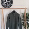 STONE ISLAND LAMBSWOOL HALF ZIP BUTTON SWEATSHIRT
