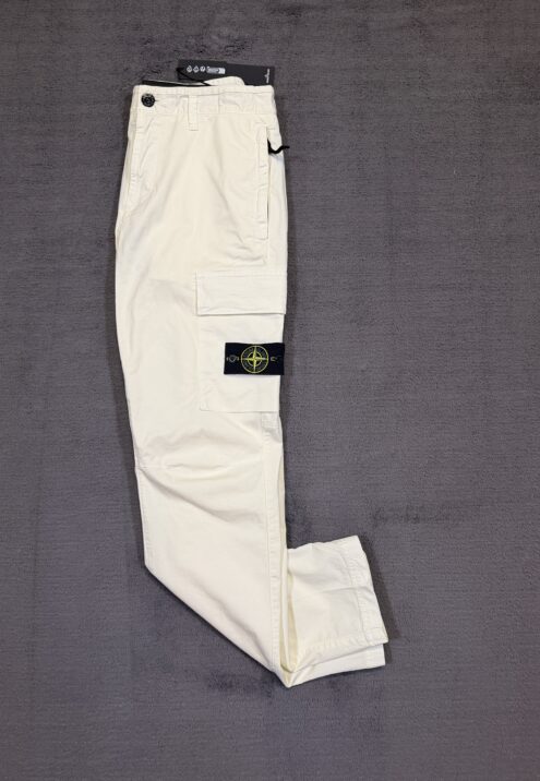 STONE ISLAND STRETCH ORGANIC COTTON TWILL CARGO TROUSERS