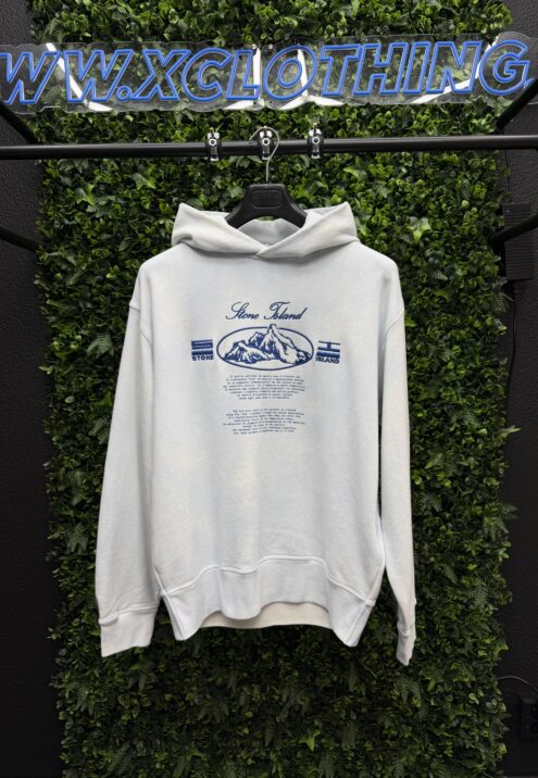 STONE ISLAND ORGANIC COTTON FLEECE ICE TREATMENT HOODIE