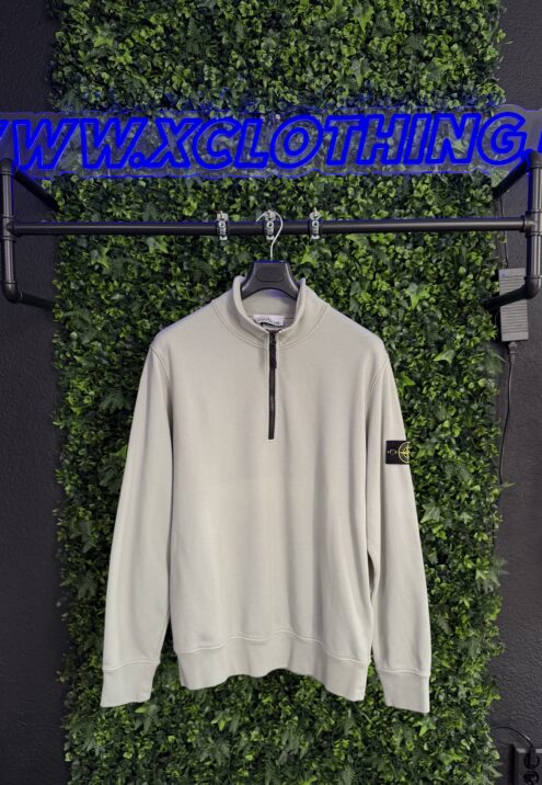 STONE ISLAND ORGANIC COTTON FLEECE HALF ZIP SWEATSHIRT