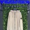 STONE ISLAND ORGANIC COTTON FLEECE FULL ZIP HOODED SWEATSHIRT