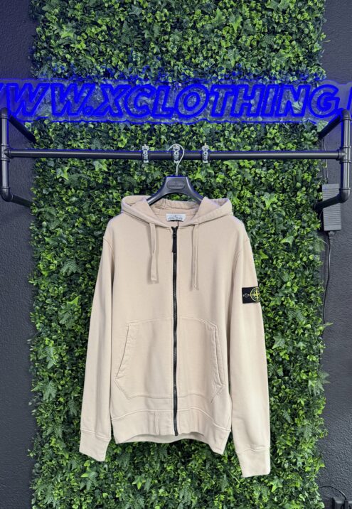STONE ISLAND ORGANIC COTTON FLEECE FULL ZIP HOODED SWEATSHIRT