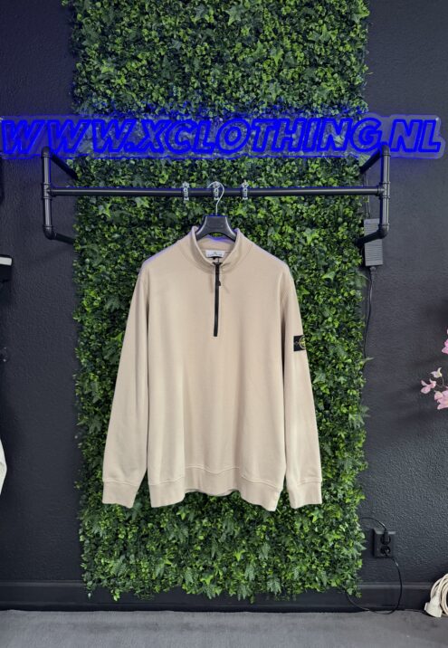 STONE ISLAND ORGANIC COTTON FLEECE HALF ZIP SWEATSHIRT