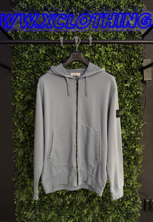 STONE ISLAND ORGANIC COTTON FLEECE FULL ZIP HOODED SWEATSHIRT