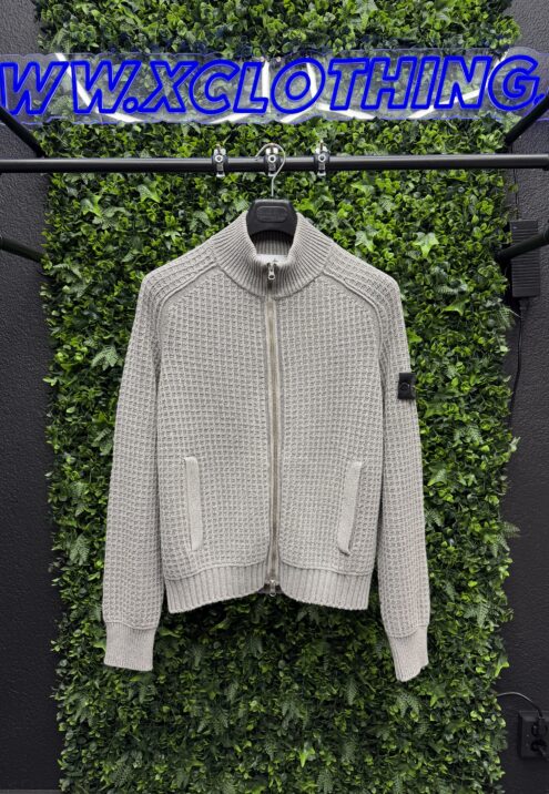 STONE ISLAND MINERAL DYED REGENERATED COTTON KNIT ZIP JUMPER